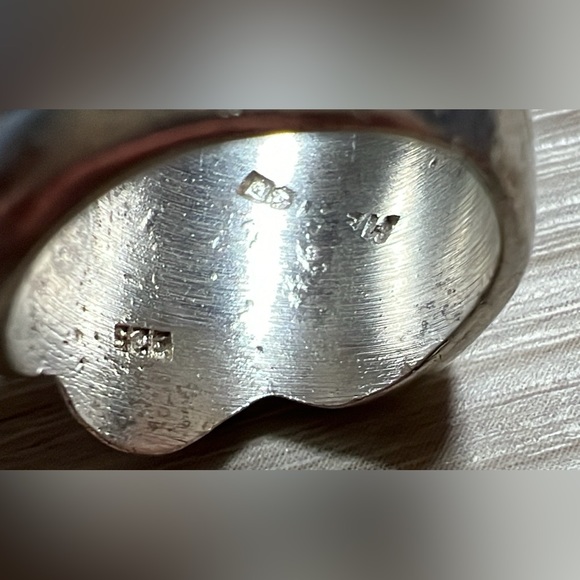 Vintage Heavy Handmade Designer Sterling Silver Modernist Scalloped Ring, Size 5 - Picture 8 of 11